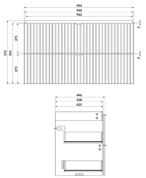 Cersanit Tirso, závěsná skříňka pod umyvadlo 994x447x572 mm, zelená matná, S1015-012