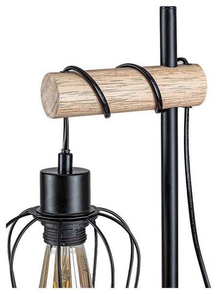 Rabalux Stolní lampa FABIANO 1x40W | E27 - černá, světlé dřevo