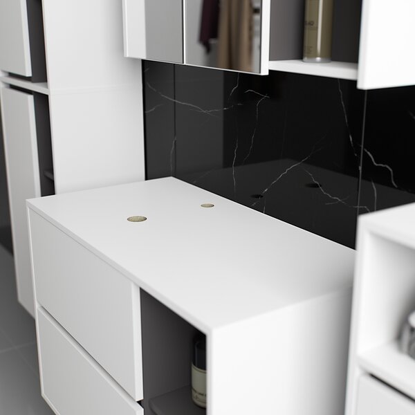 Ak furniture Koupelnová sestava VAMI II bílá/grafitově šedá