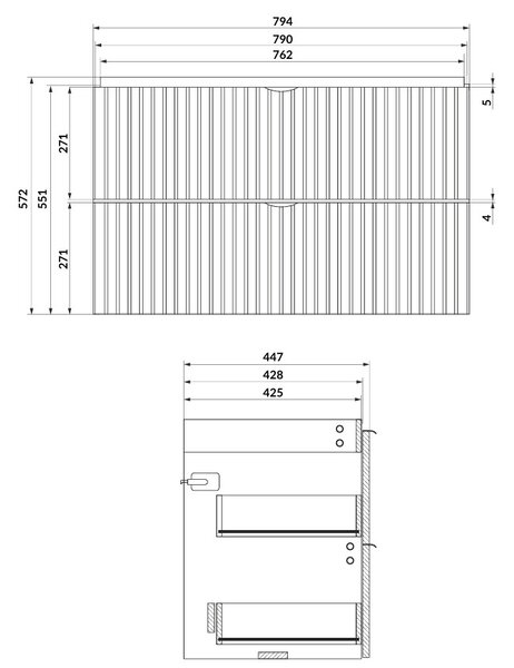 Cersanit Tirso, závěsná skříňka pod umyvadlo 794x447x572 mm, zelená matná, S1017-001