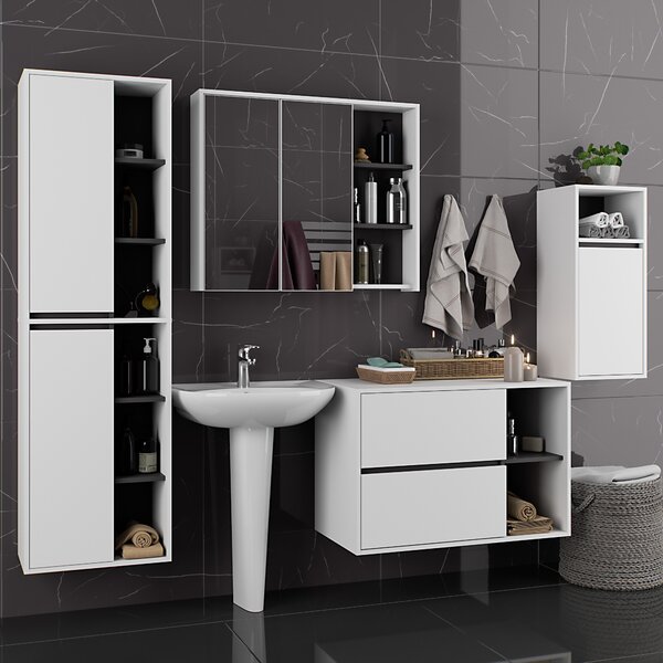Ak furniture Koupelnová sestava VAMI bílá/grafitově šedá