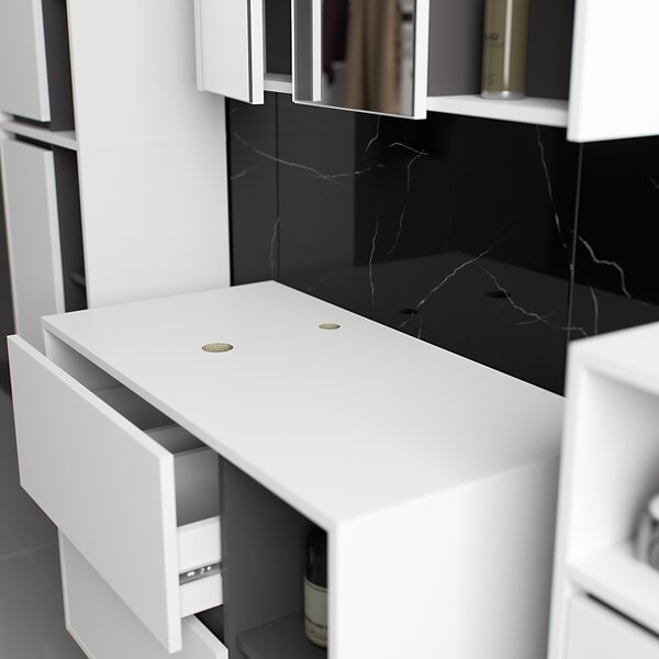 Ak furniture Koupelnová sestava VAMI II bílá/grafitově šedá