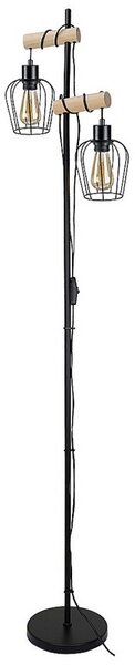 Rabalux Stojací lampa FABIANO 2x40W/E27 - černá, světlé dřevo