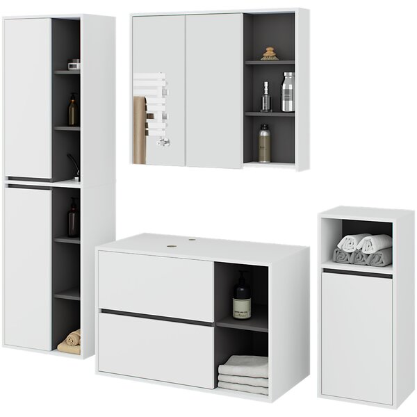 Ak furniture Koupelnová sestava VAMI II bílá/grafitově šedá