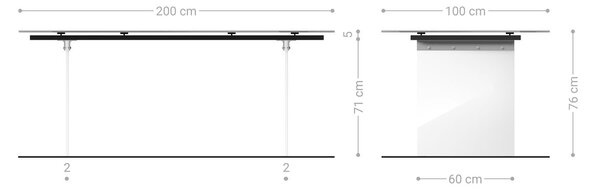 DELIFE Jídelní stůl Edge Boot 200x100 keramika Laminam® Emperador Extra Lucidato tmavě hnědý podnož sklo
