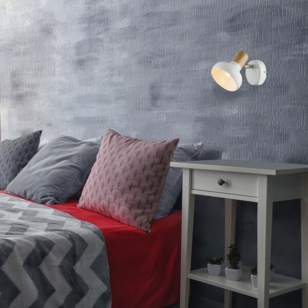 Rabalux HOLLY nástěnné bodové svítidlo max. 1x40W | E14 | IP20 - bílá, světlé dřevo