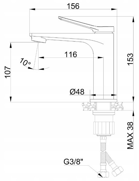 Invena Alonia, umyvadlová baterie h-153, zlatá matná, INV-BU-70-009-V