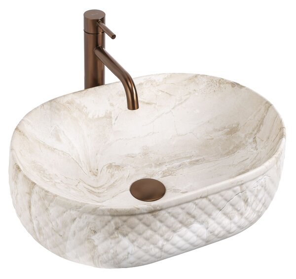 Rea Oktawia Kallisto, umyvadlo na desku 500x355x130 mm, imitace kamene, REA-U3528