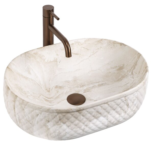 Rea Oktawia Kallisto, umyvadlo na desku 500x355x130 mm, imitace kamene, REA-U3528