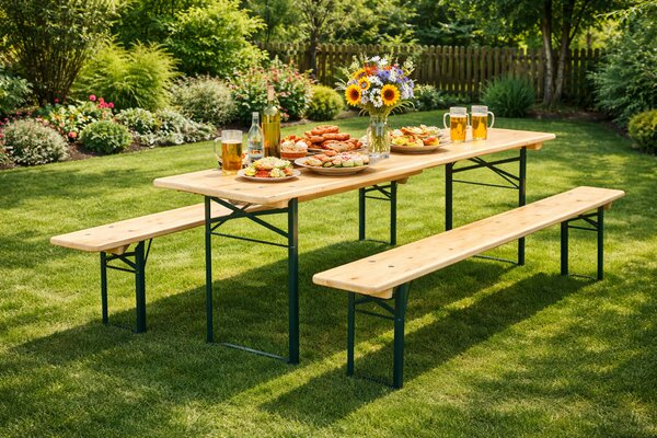 Párty stan 5x8m STANDARD SET – stan + pivní sety barva Zeleno-bílá