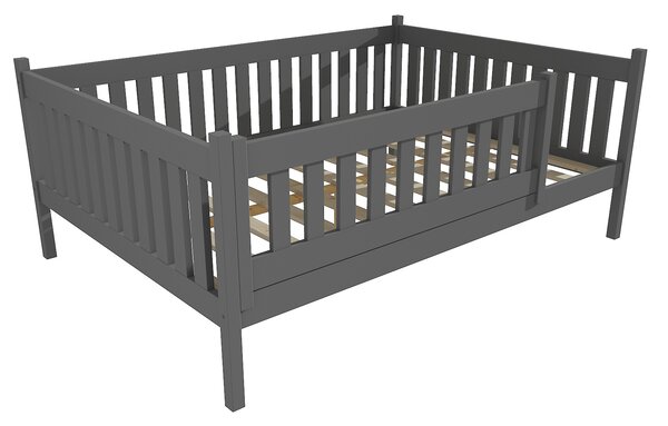 Vomaks Dětská postel M 012 XL NEW* se zábranou Rozměr: 120 x 200 cm, Povrchová úprava: netransparentní barva šedá