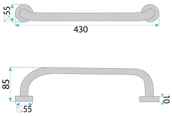 Rovné koupelnové madlo Chrome 40cm