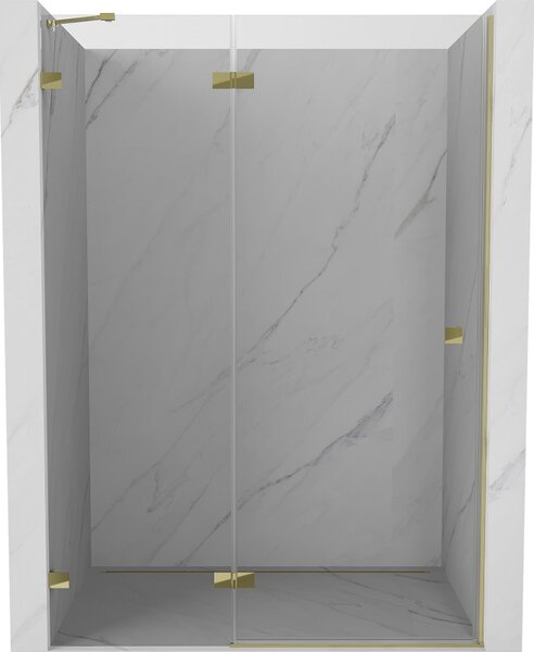 Mexen, Mexen Lunar levé otočné sprchové dveře 130 cm, transparentní, zlaté - 834-130-000-50-00-L