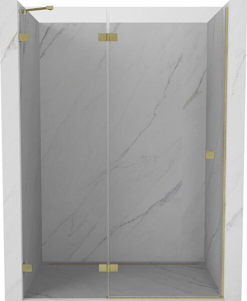 Mexen, Mexen Lunar levé výklopné sprchové dveře 130 cm, transparentní, broušené zlaté - 834-130-000-55-00-L