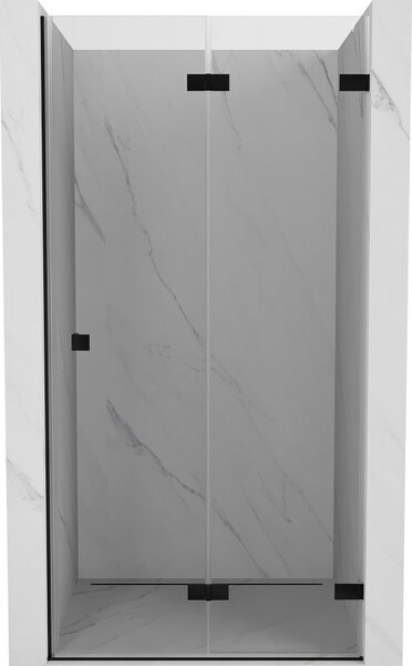 Mexen, Mexen Lunar-F pravé skládací sprchové dveře 60 cm, průhledné, černé - 836-060-000-70-00-P