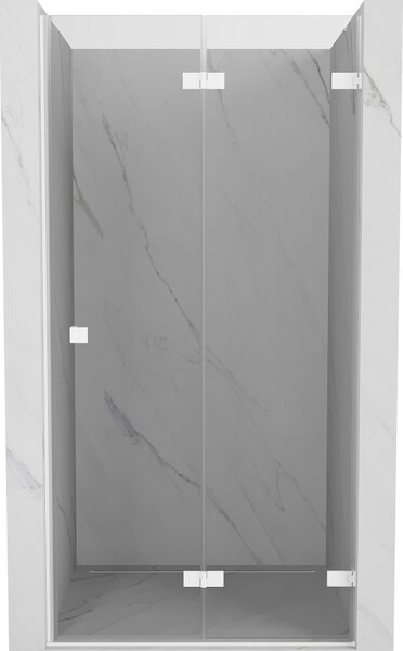 Mexen, Mexen Lunar-F pravé sklápěcí sprchové dveře 60 cm, transparentní, bílé - 836-060-000-20-00-P
