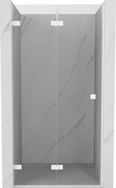 Mexen, Mexen Lunar-F skládací levé sprchové dveře 60 cm, transparentní, bílé - 836-060-000-20-00-L