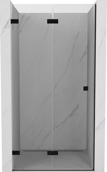 Mexen, Mexen Lunar-F skládací levé sprchové dveře 60 cm, průhledné, černé - 836-060-000-70-00-L