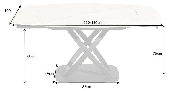Roztahovací jídelní stůl Rafiqa 130-190 cm bílý
