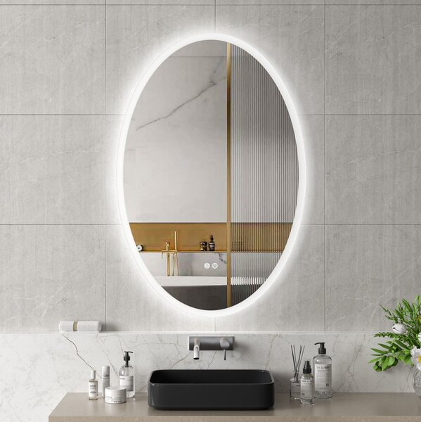 Erga Paola, oválné LED zrcadlo 80x120cm, 2990 lm, 3 barvy světla, přední a zadní osvětlení, ERG-V01-302-1280-00