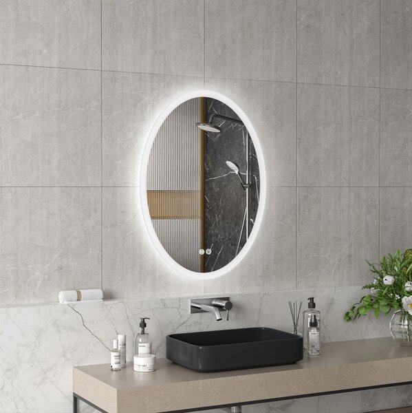 Erga Paola, oválné LED zrcadlo 60x80cm, 2070 lm, 3 barvy světla, přední a zadní osvětlení, ERG-V01-302-6080-00