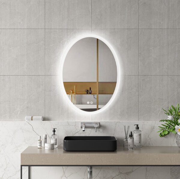 Erga Paola, oválné LED zrcadlo 60x80cm, 2070 lm, 3 barvy světla, přední a zadní osvětlení, ERG-V01-302-6080-00