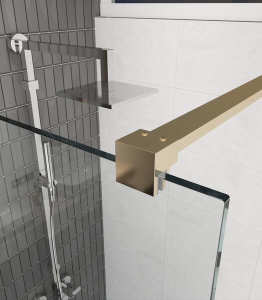 Erga Paris, sprchová zástěna Walk-In 80x200 cm, 8mm čiré/mléčné sklo, zlatý lesklý profil, ERG-V02-PARIS-080x200-MF-GD