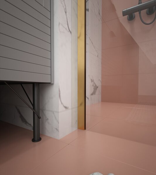 Erga Paris, sprchová zástěna Walk-In 30x200 cm, 8mm čiré sklo, zlatý matný profil, ERG-V02-PARIS-030x200-CL-GB
