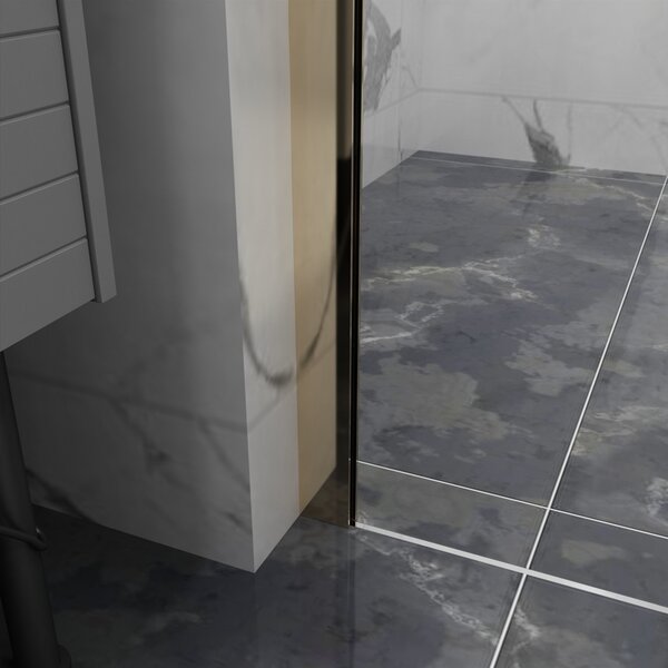 Erga Paris, sprchová zástěna Walk-In 30x200 cm, 8mm čiré sklo, zlatý lesklý profil, ERG-V02-PARIS-030x200-CL-GD