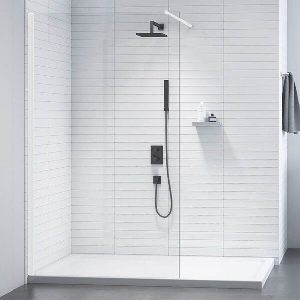 Erga Paris, sprchová zástěna Walk-In 30x200 cm, 8mm čiré sklo, bílý matný profil, ERG-V02-PARIS-030x200-CL-WH