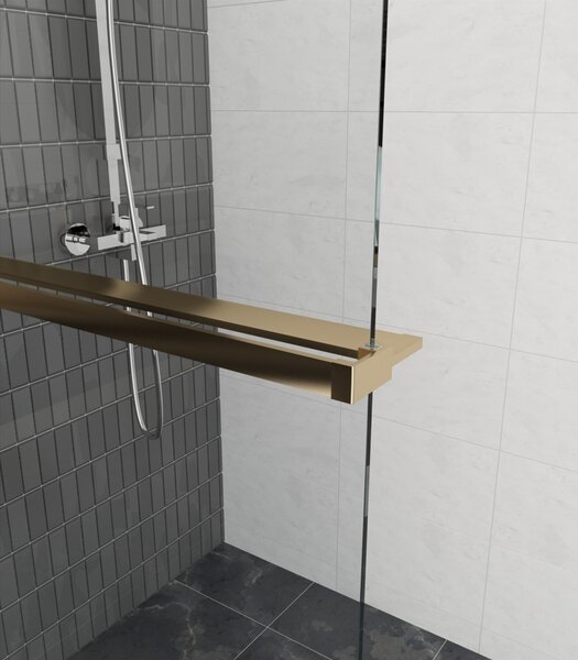 Erga Paris, sprchová zástěna Walk-In 30x200 cm, 8mm čiré sklo, zlatý matný profil, ERG-V02-PARIS-030x200-CL-GB