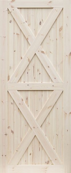LOFT Posuvné dveře XX, 846 × 1985 mm, borovice, dřevo masiv