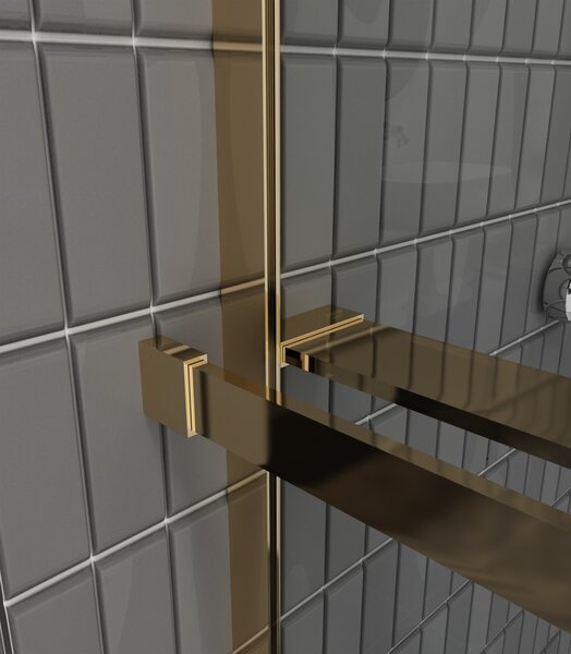 Erga Paris, sprchová zástěna Walk-In 80x200 cm, 8mm čiré/mléčné sklo, zlatý lesklý profil, ERG-V02-PARIS-080x200-MF-GD