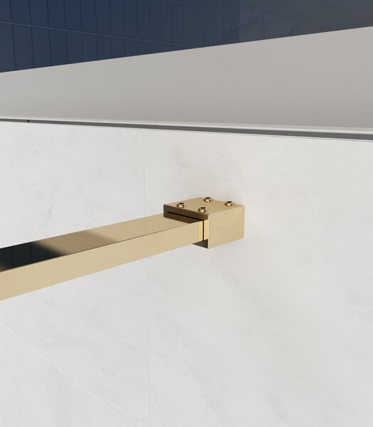 Erga Paris, sprchová zástěna Walk-In 80x200 cm, 8mm čiré/mléčné sklo, zlatý lesklý profil, ERG-V02-PARIS-080x200-MF-GD