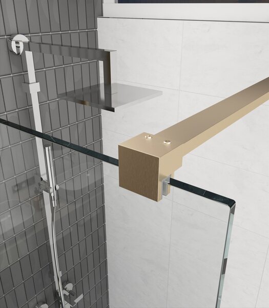 Erga Paris, sprchová zástěna Walk-In 30x200 cm, 8mm čiré sklo, zlatý matný profil, ERG-V02-PARIS-030x200-CL-GB