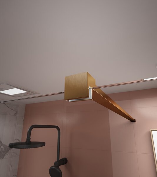 Erga Paris, sprchová zástěna Walk-In 30x200 cm, 8mm čiré sklo, zlatý matný profil, ERG-V02-PARIS-030x200-CL-GB