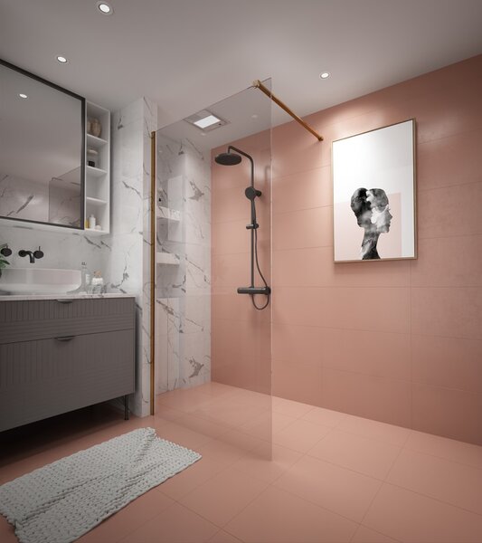 Erga Paris, sprchová zástěna Walk-In 30x200 cm, 8mm čiré sklo, zlatý matný profil, ERG-V02-PARIS-030x200-CL-GB