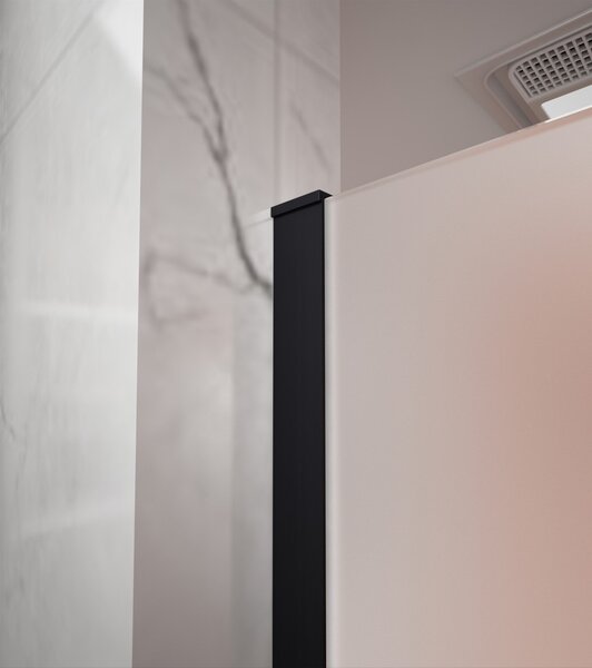Erga Paris, sprchová zástěna Walk-In 50x200 cm, 8mm sklo námraza, černý profil, ERG-V02-PARIS-050x200-FR-BK