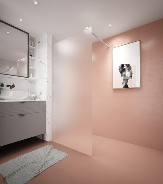 Erga Paris, sprchová zástěna Walk-In 50x200 cm, 8mm sklo námraza, bílý profil, ERG-V02-PARIS-050x200-FR-WH