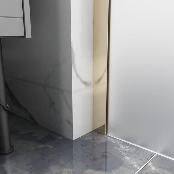 Erga Paris, sprchová zástěna Walk-In 50x200 cm, 8mm sklo námraza, zlatý lesklý profil, ERG-V02-PARIS-050x200-FR-GD