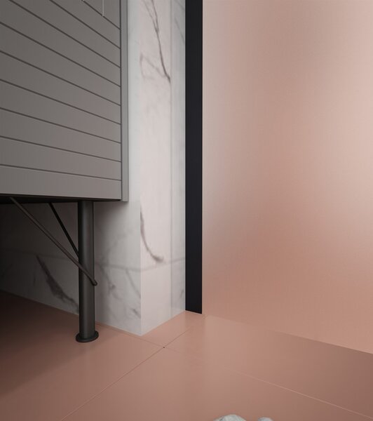 Erga Paris, sprchová zástěna Walk-In 50x200 cm, 8mm sklo námraza, černý profil, ERG-V02-PARIS-050x200-FR-BK