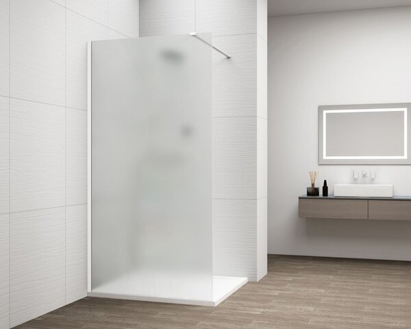 Erga Paris, sprchová zástěna Walk-In 50x200 cm, 8mm sklo námraza, bílý profil, ERG-V02-PARIS-050x200-FR-WH
