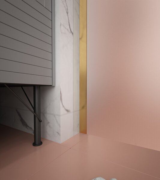 Erga Paris, sprchová zástěna Walk-In 50x200 cm, 8mm sklo námraza, zlatý matný profil, ERG-V02-PARIS-050x200-FR-GB