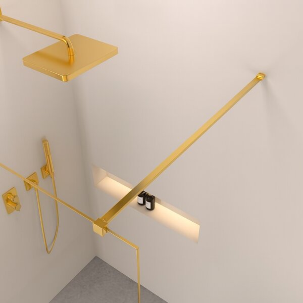 Erga Paris, stabilizační vzpěra pro sprchové zástěny o tloušťce skla 8mm, délka max. 100% 150cm, zlatá lesklá, ERG-V02-PARIS-BAR-GD