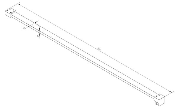 Erga Paris, stabilizační vzpěra pro sprchové zástěny o tloušťce skla 8mm, délka max. 100% 150cm, černá matná, ERG-V02-PARIS-BAR-BK