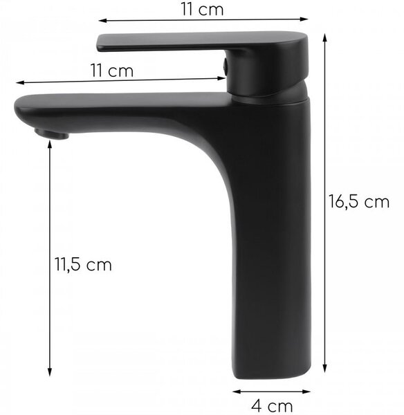 Erga Remi, umyvadlová baterie h-165, černá matná, ERG-YKA-BU.REMI36-BLK