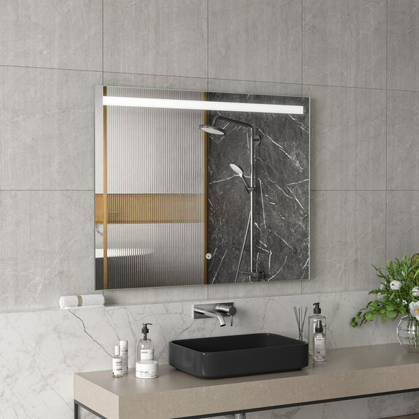 Erga Scarlet, obdélníkové LED zrcadlo 100x80cm, 690 lm, 3 barvy světla, přední osvětlení, ERG-V01-128-1080-00