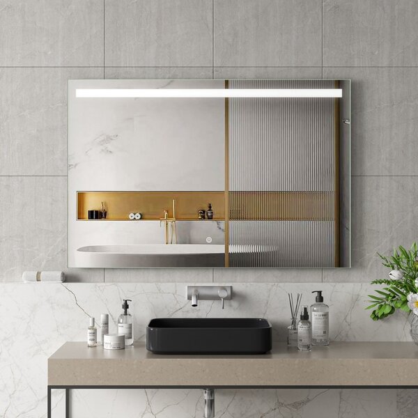 Erga Scarlet, obdélníkové LED zrcadlo 120x80cm, 920 lm, 3 barvy světla, přední osvětlení, ERG-V01-128-1280-00