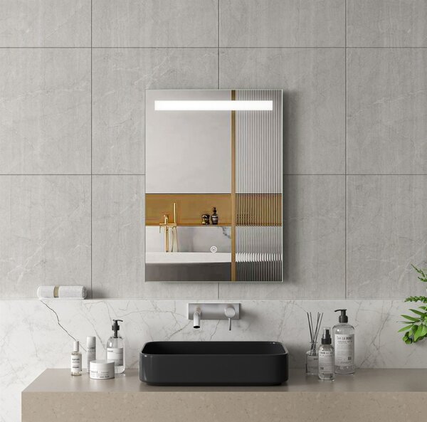 Erga Scarlet, obdélníkové LED zrcadlo 50x70cm, 345 lm, 3 barvy světla, přední osvětlení, ERG-V01-128-5070-00