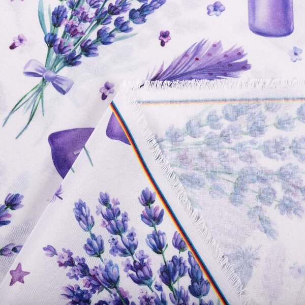 Biante Dekorační závěs PML-055 Levandule a srdce na bílém 145x140 cm